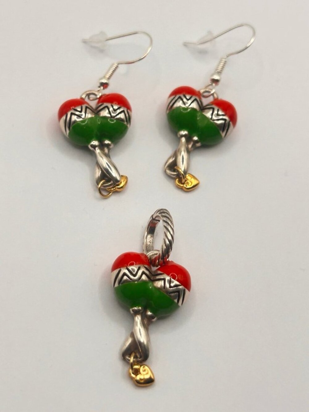Brighton Maracas custom french wire earrings and charm NWOT